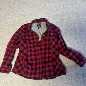 Women's Xl Red Plaid Jacket( fits more like a large!)